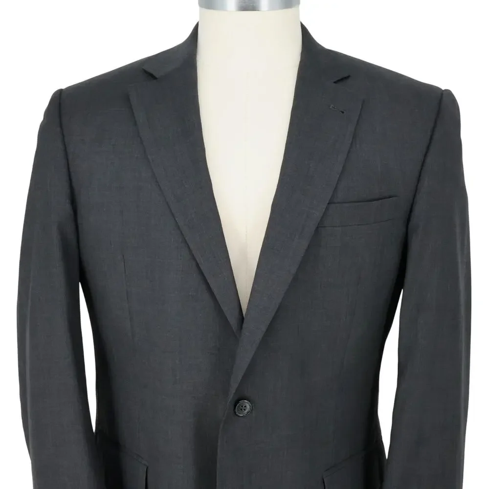 Jos A Bank Sport Coat Mens 40L Gray Wool Silk Tweed Lined Blazer Jacket Preppy